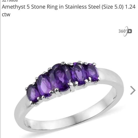 Jewelry - Amethyst 5 stone ring stainless steel 1.24 ctw